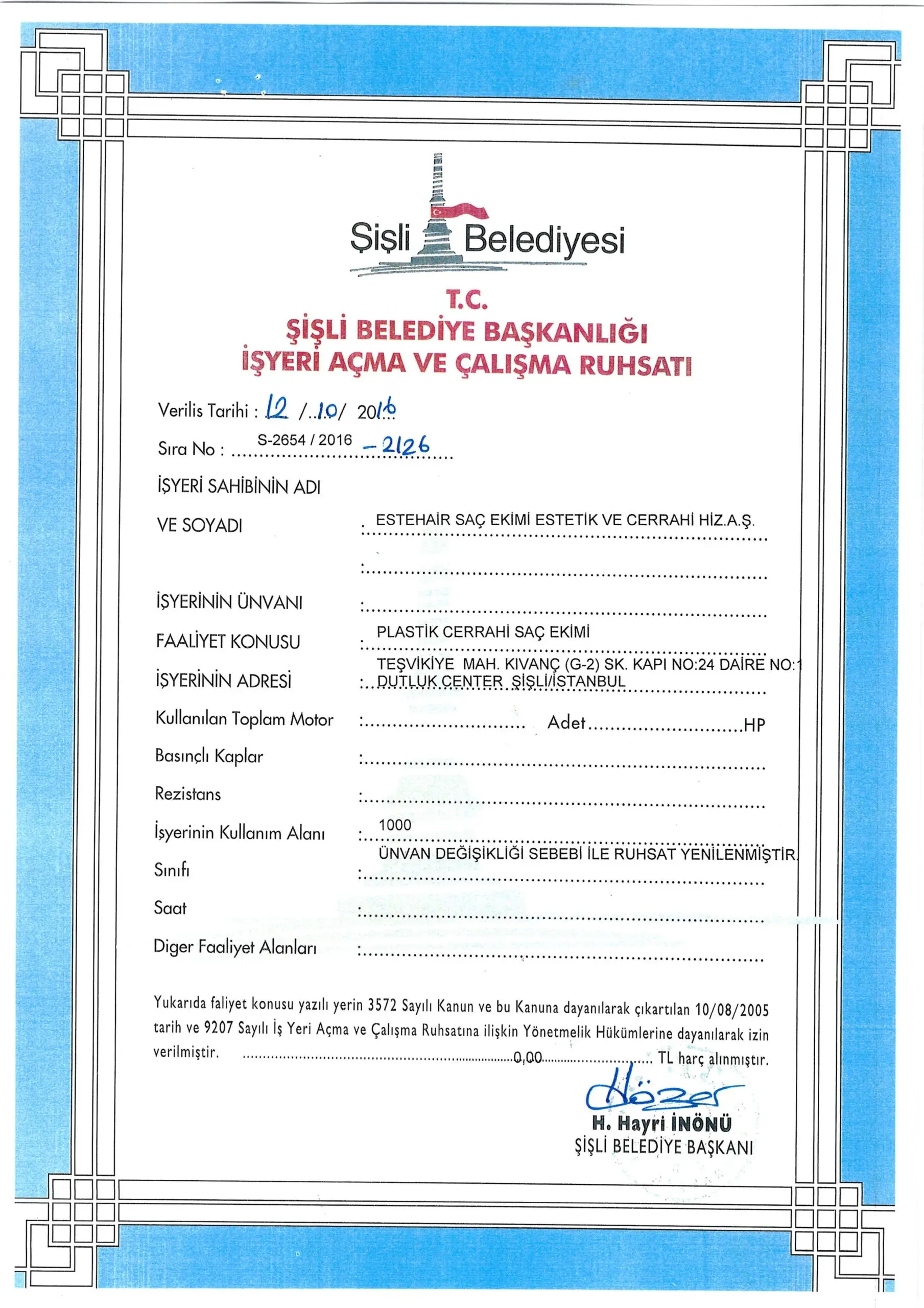 Estecenter certificate